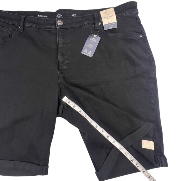 St John’s Bay Shorts Womens 28W Black Bermuda Rolled Cuff Tummy Control Denim - Picture 5 of 15